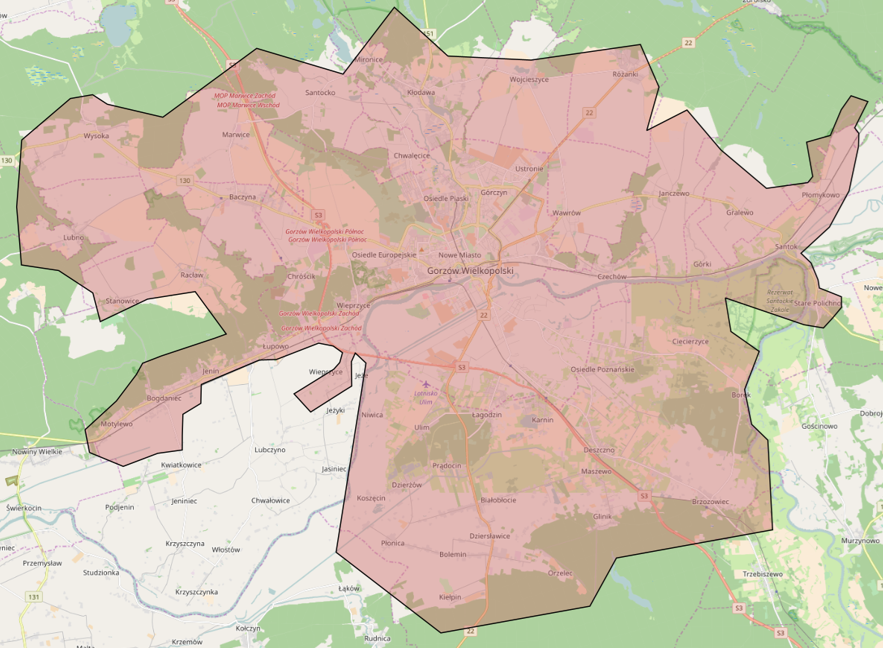 Zasięg działania PWiK